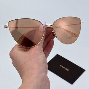 Tom Ford Women BRAND NEW Sunglasses ANAIS-02 Gold Brown Mirror Cat Eye FT1005 32